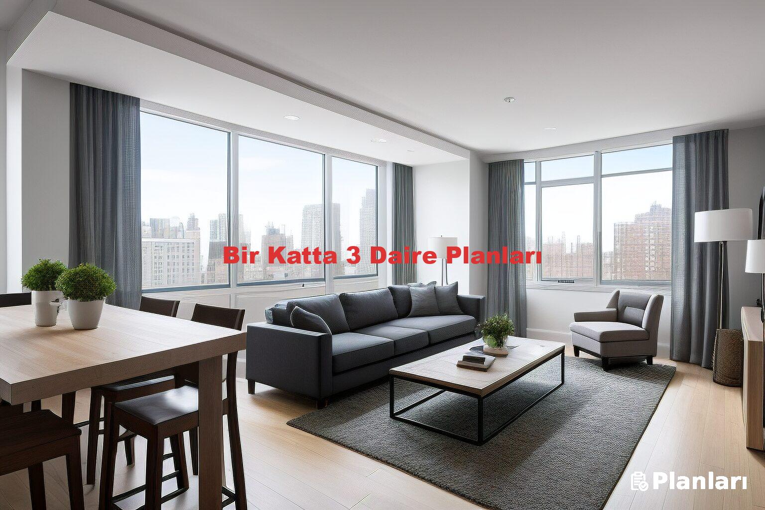 Bir Katta 3 Daire Planları